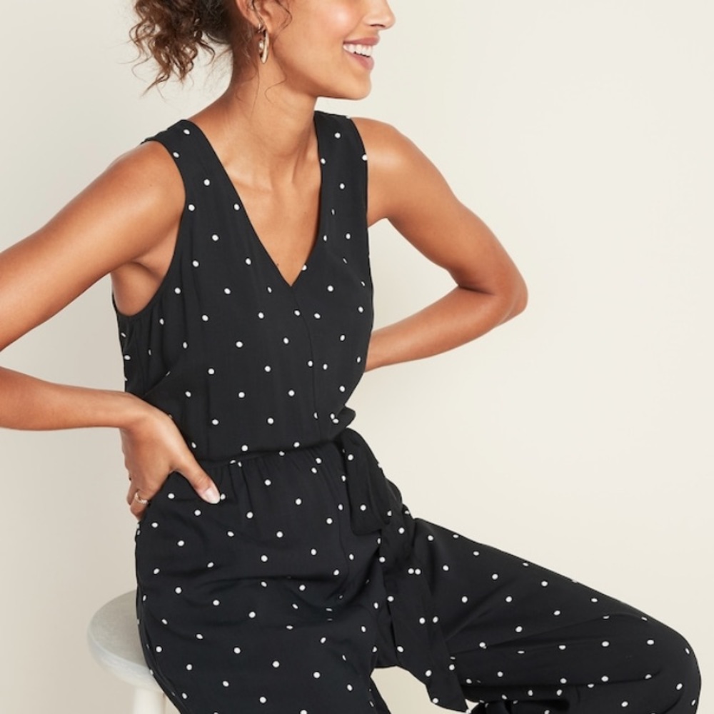 Sleeveless Tie-Belt Jumpsuit (new w tags)